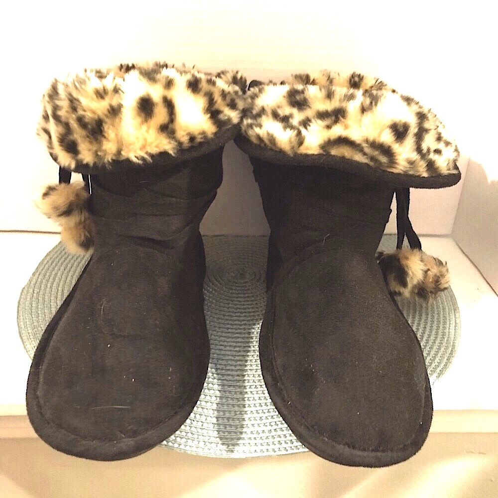 Black Suede Bootie Slippers